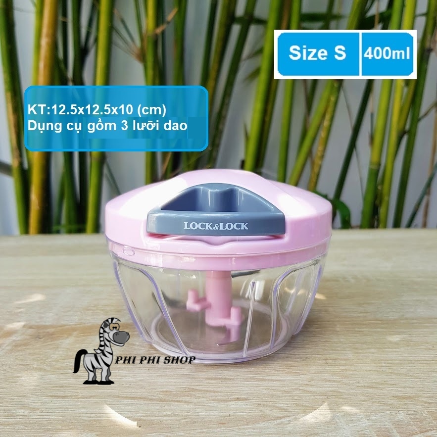 Dụng cụ băm tỏi ớt lock and lock size S dung tích 400ml Màu hồng