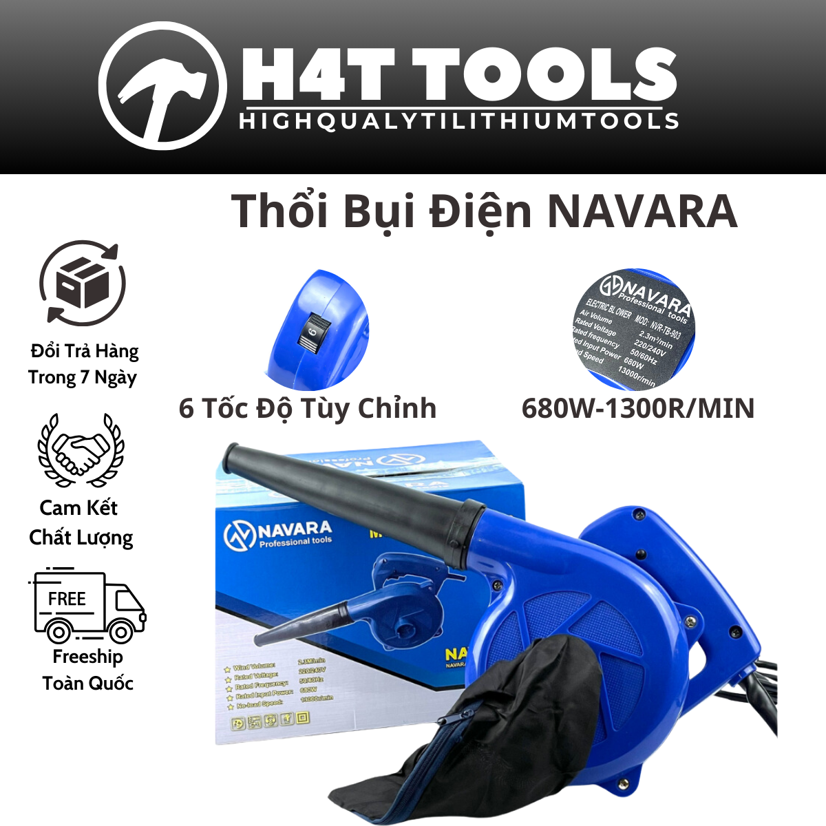 Máy thổi bụi navara 903 680w, máy thổi hút bụi 6 chức năng