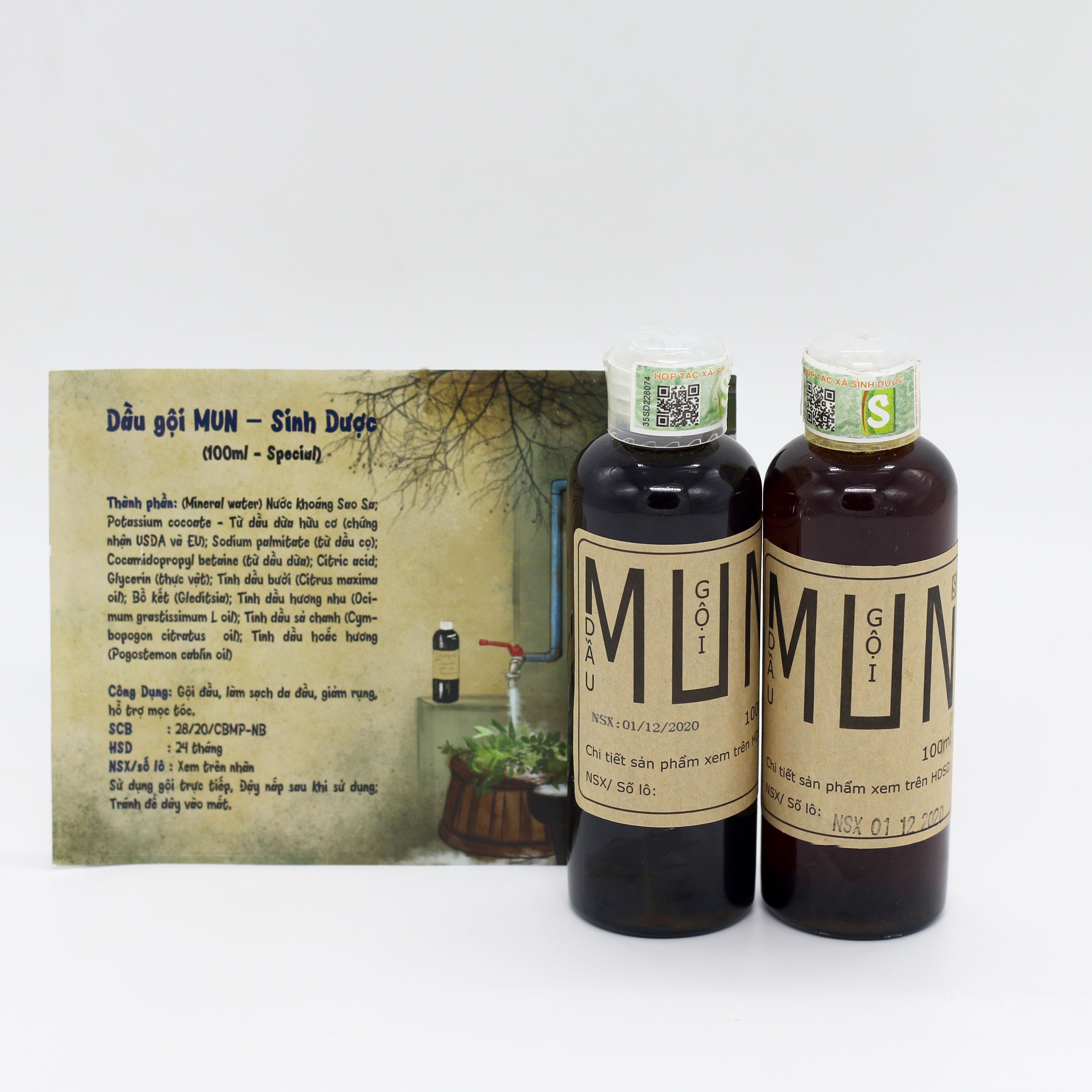 Dầu gội thảo dược - mun 100ml suôn tóc óng mượt