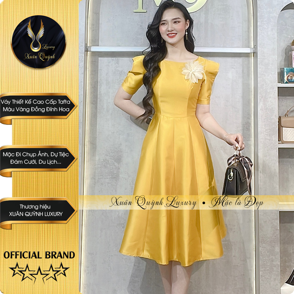 Tự tin diện váy đầm xòe màu vàng cho ngày Tết 2023