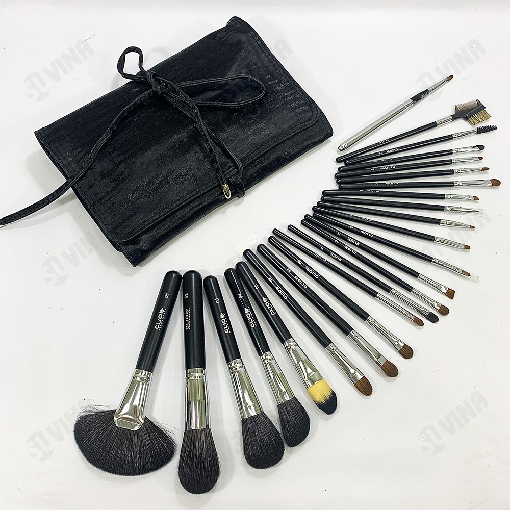 Bộ Cọ Trang Điểm Clio 24 Cây Lông Tự Nhiên, Cán Bạc, Đầy Đủ Chức Năng Cọ Makeup Chuyên Nghiệp