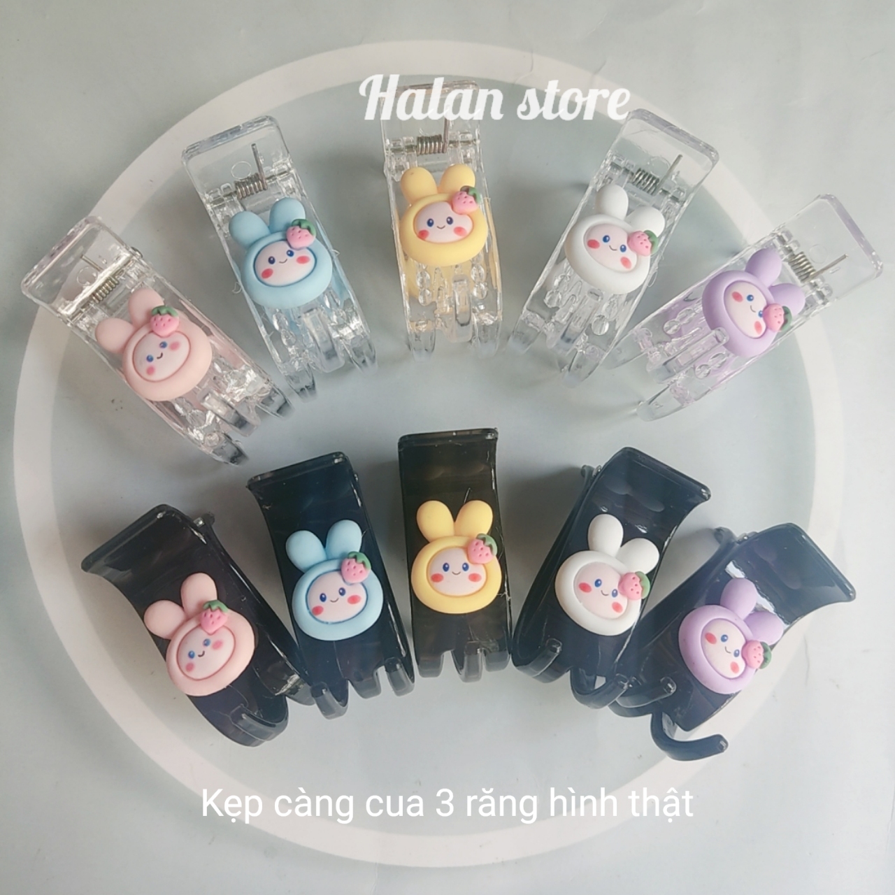 Kẹp càng cua 3 răng gắn hình xinh sét 5 cái