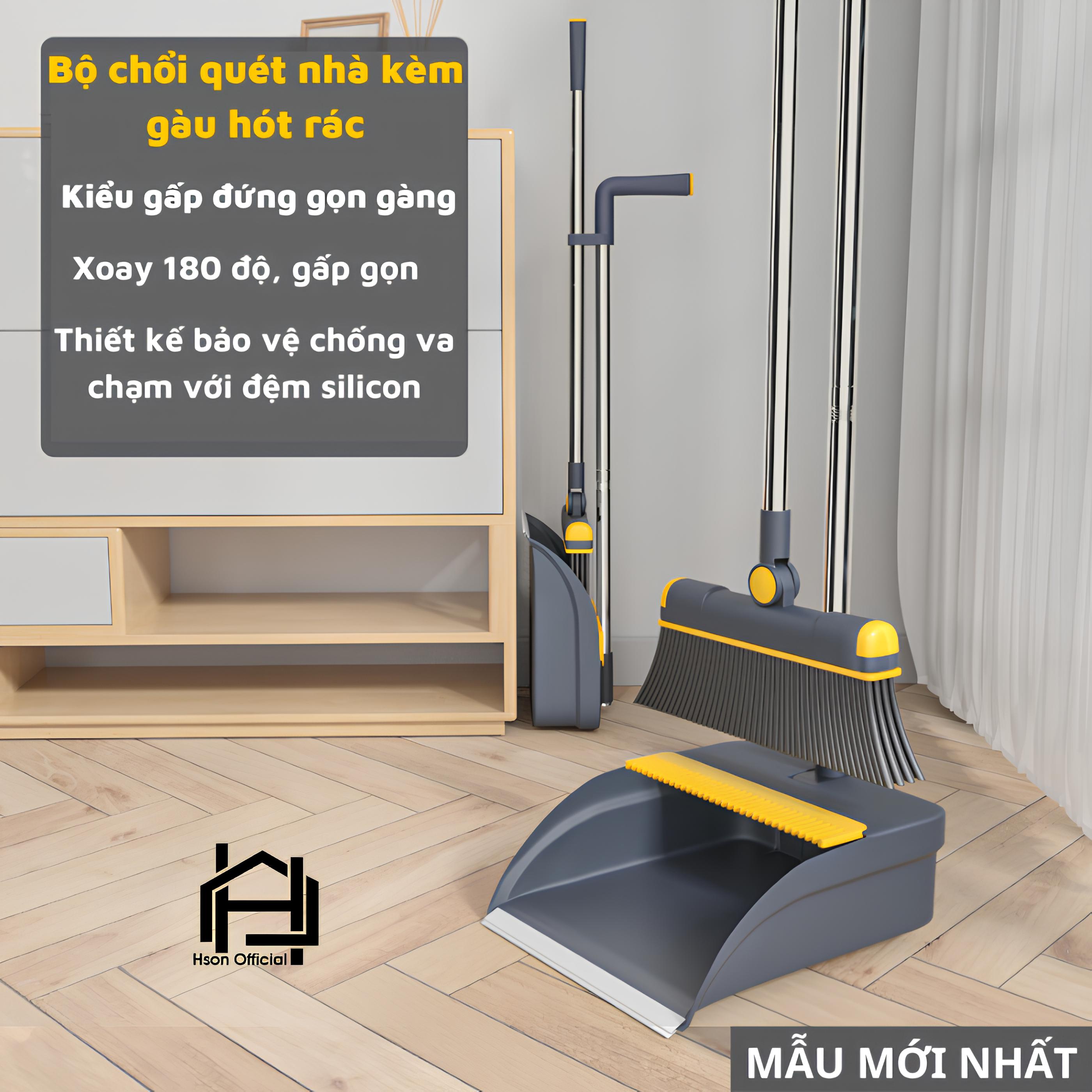 Chổi quét nhà thông minh kèm hót rác cao cấp xoay 180 độ, bộ chổi kèm hót rác và gạt nước