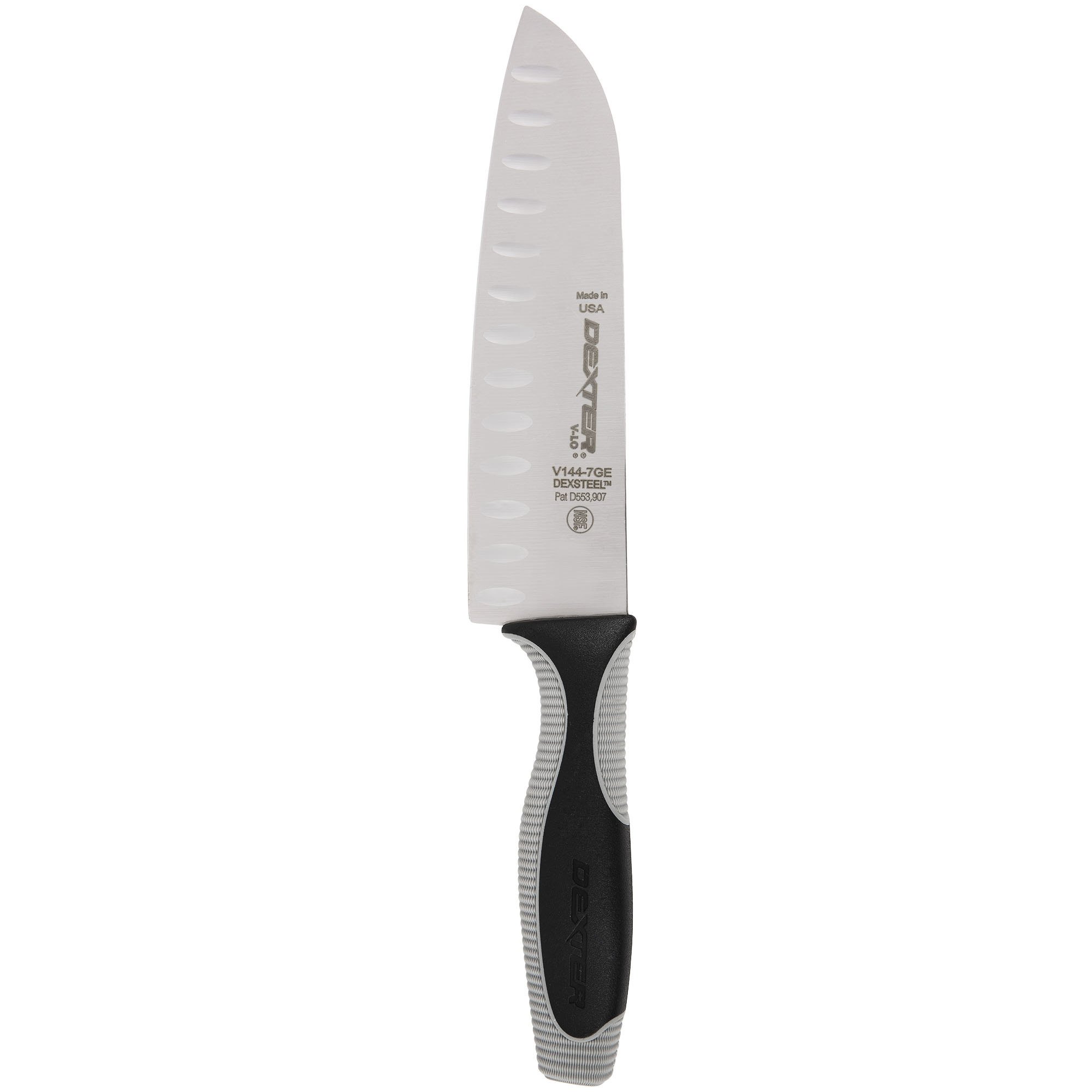 Dao Đầu Bếp Dao Thái Thịt Kiểu Nhật Santoku Lưỡi Granton Dài 180 mm Thép Hợp Kim Cao Cấp Chuôi Nhựa Mềm Dexter Russell USA