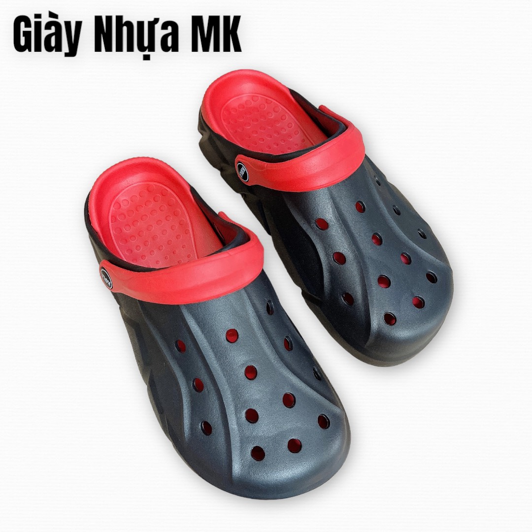 Dép cross siêu nhẹ đi mưa đế đúc độn 4cm - Giày sục nhựa lười lỗ lưới bít mũi chất EVA - SL035