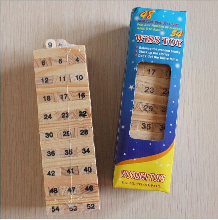 Bộ đồ chơi rút gỗ, trò chơi trí tuệ dành cho bé - Bộ đồ chơi rút gỗ Wiss Toy 54 thanh kèm 4 con súc sắc- Đồ chơi rút gỗ 54 thanh kiểu Nhật thông minh cho trẻ sáng tạo