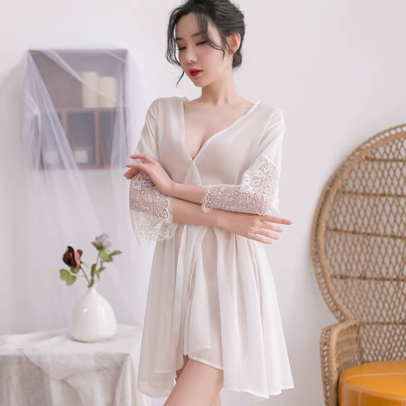 [HCM]Váy ngủ xuyên thấu gợi cảm kiểu áo choàng kimono hàng nhập cao cấp