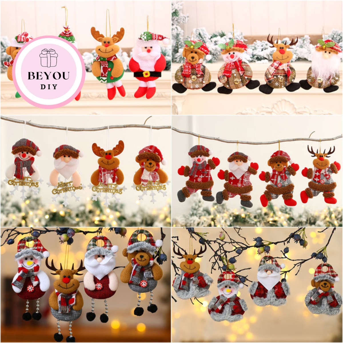 Phụ Kiện Trang Trí Cây Thông Noel, Đồ Treo Cây Thông Bằng Vải Cute - BEYOU