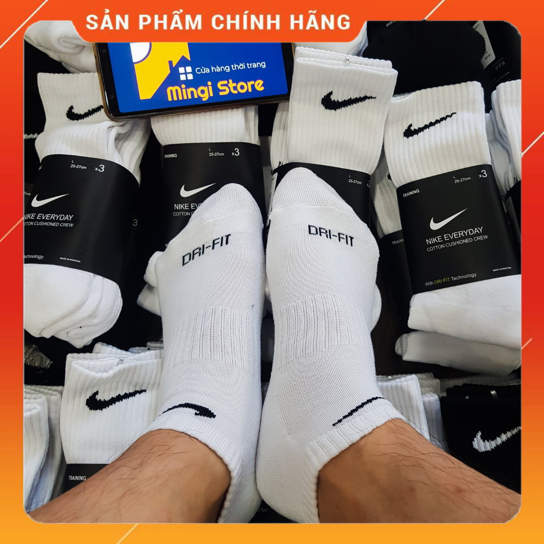 Tất vớ Nike Everyday Dri-fit cổ thấp thể thao nam nữ hàng VNXK dày dặn