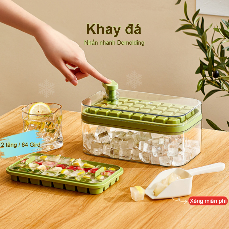 64 lưới silicon kem mô hình khay đá có nắp đá khay nó rơi ra khi ép khuôn làm đá