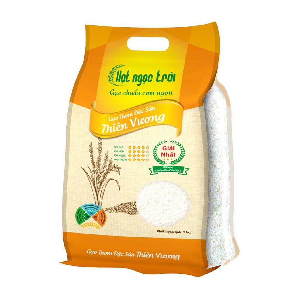 [HCM]Gạo Hạt Ngọc Trời Thiên Vương 5kg - Giải Nhất Hội Nghị Lúa Gạo Năm Châu 2018 - Gạo Ngon Cao Cấp