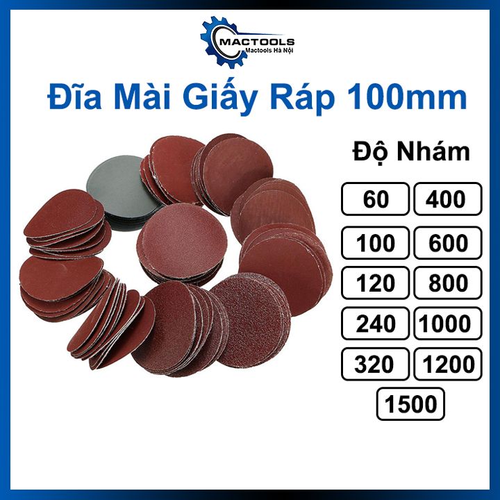 Đĩa mài giấy nhám tròn đường kính 100mm độ nhám từ P60-P1500 đánh bóng bề mặt kim loại, vật liệu