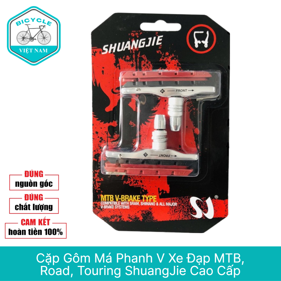 Cặp gôm má phanh v xe đạp mtb, road, touring shuangjie cao cấp