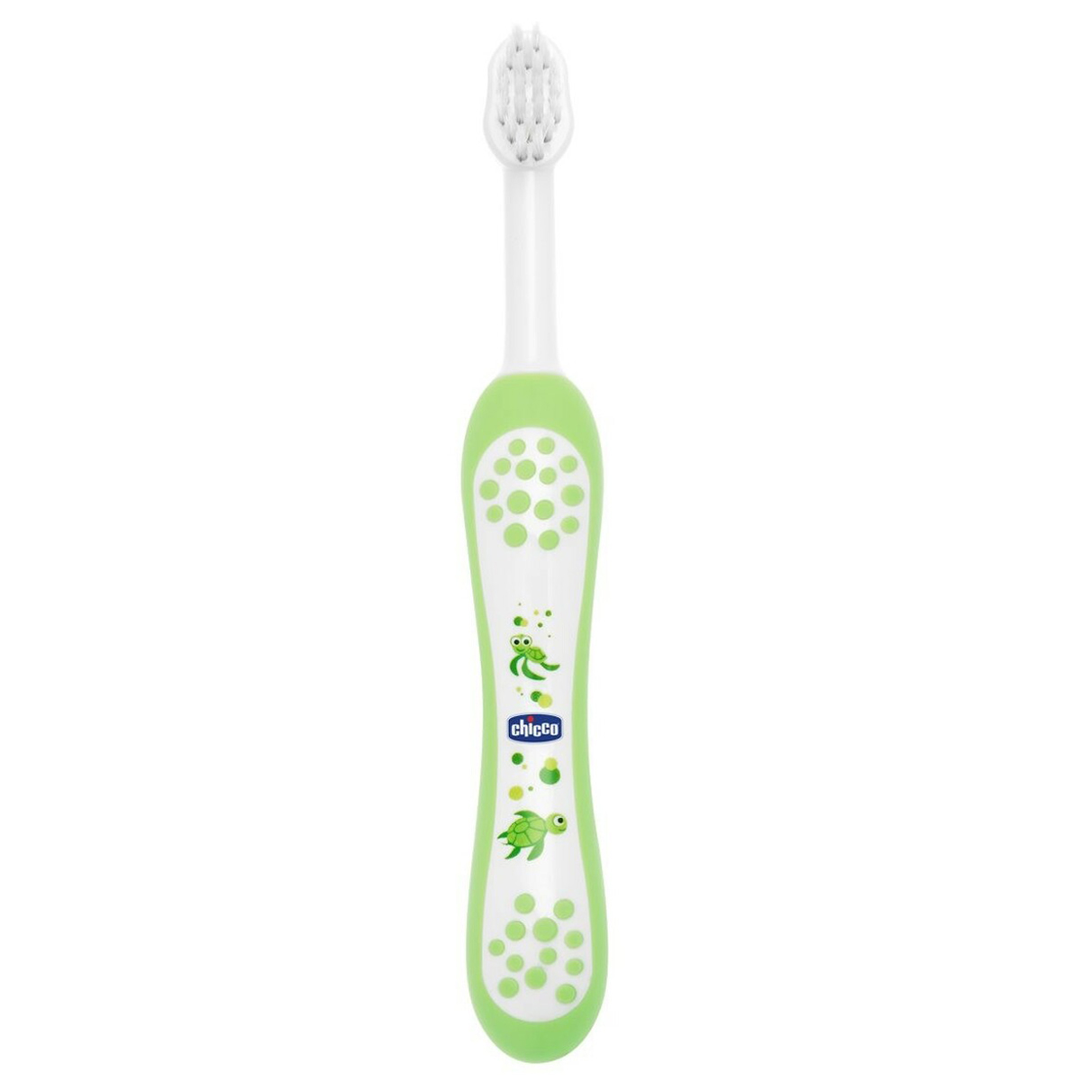 Bàn chải đánh răng Chicco rùa con đầu tròn lông mềm cho bé Từ 6 Tháng Tuổi - Hàng Chính Hãng