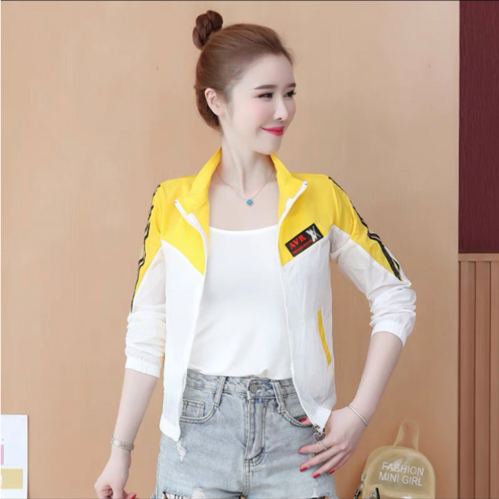 [FreeshipMAX] Áo Khoác Dù Nữ Phối Màu Không Nón Giá Rẻ