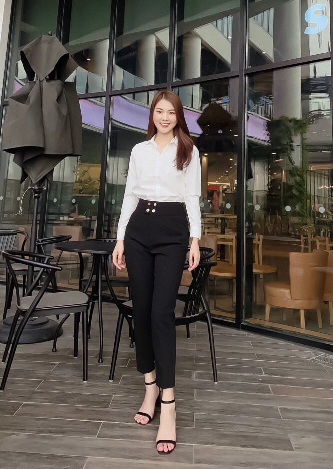 [HCM]QUẦN BAGGY 4 CÚC BẤM MÀU ĐEN VÀ XANH PHOM CHUẨN DÁNG XINH