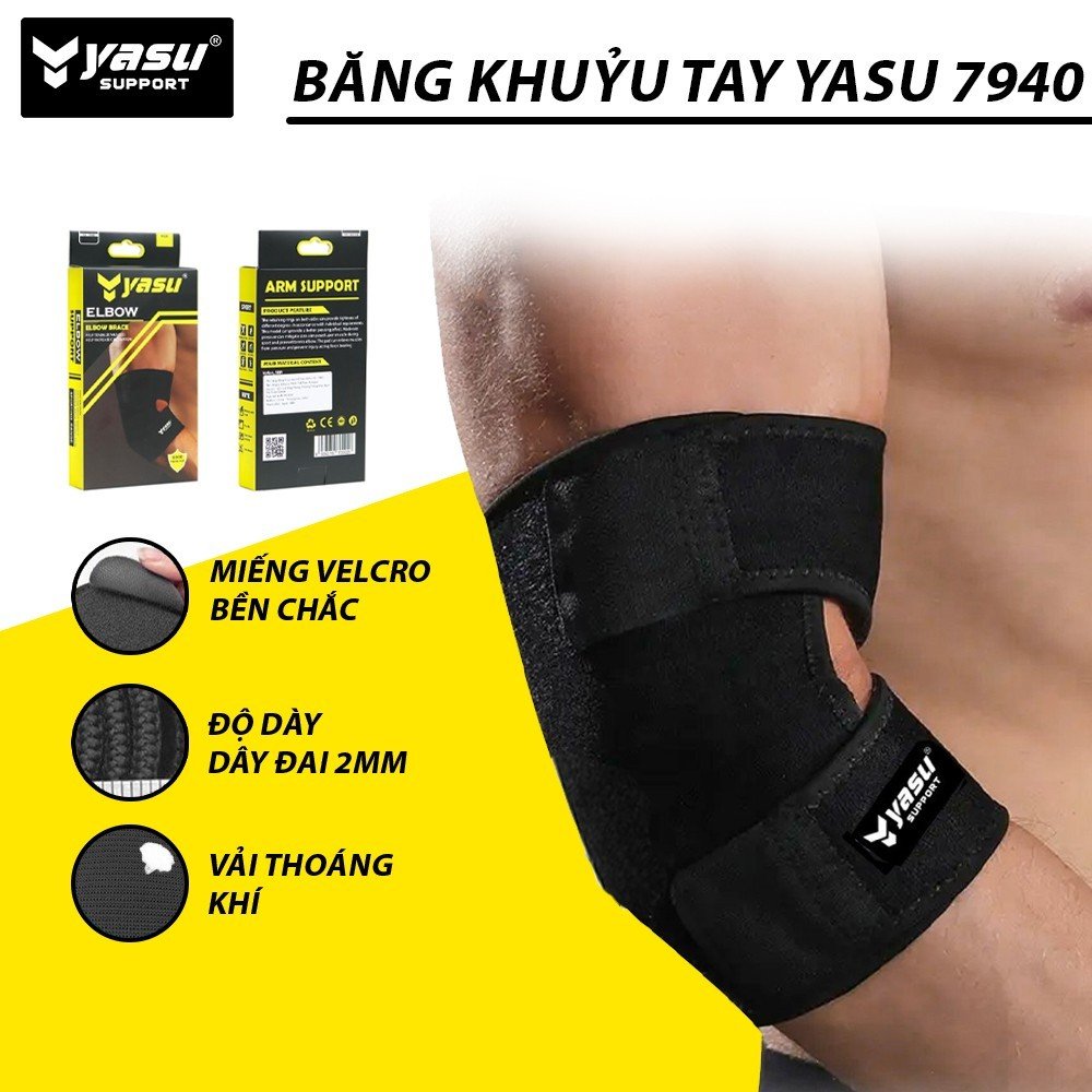 Băng khủy tay cầu lông , bóng chuyền, gym, tennis thoáng khí co giãn Yasu 7940YS ( 1 chiếc )
