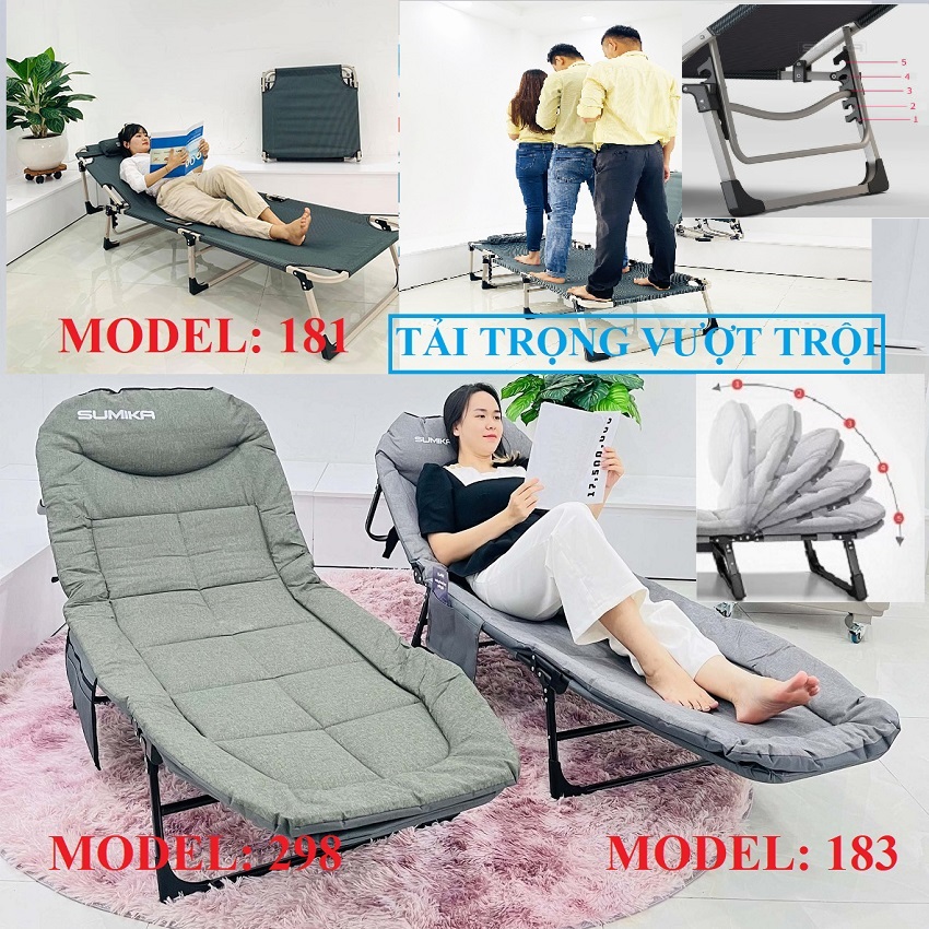 Giường ngủ gấp gọn văn phòng, Giường xếp văn phòng nghỉ trưa, Giường xêp du lịch SUMIKA SK183, SK298, SK181 Tải trọng vượt trội