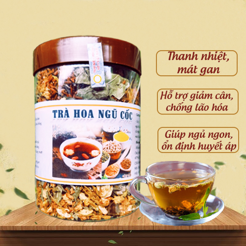 Trà hoa ngũ cốc mát gan, trà hoa thương hiệu Việt giải nhiệt mùa hè, thanh lọc cơ thể (300gr)