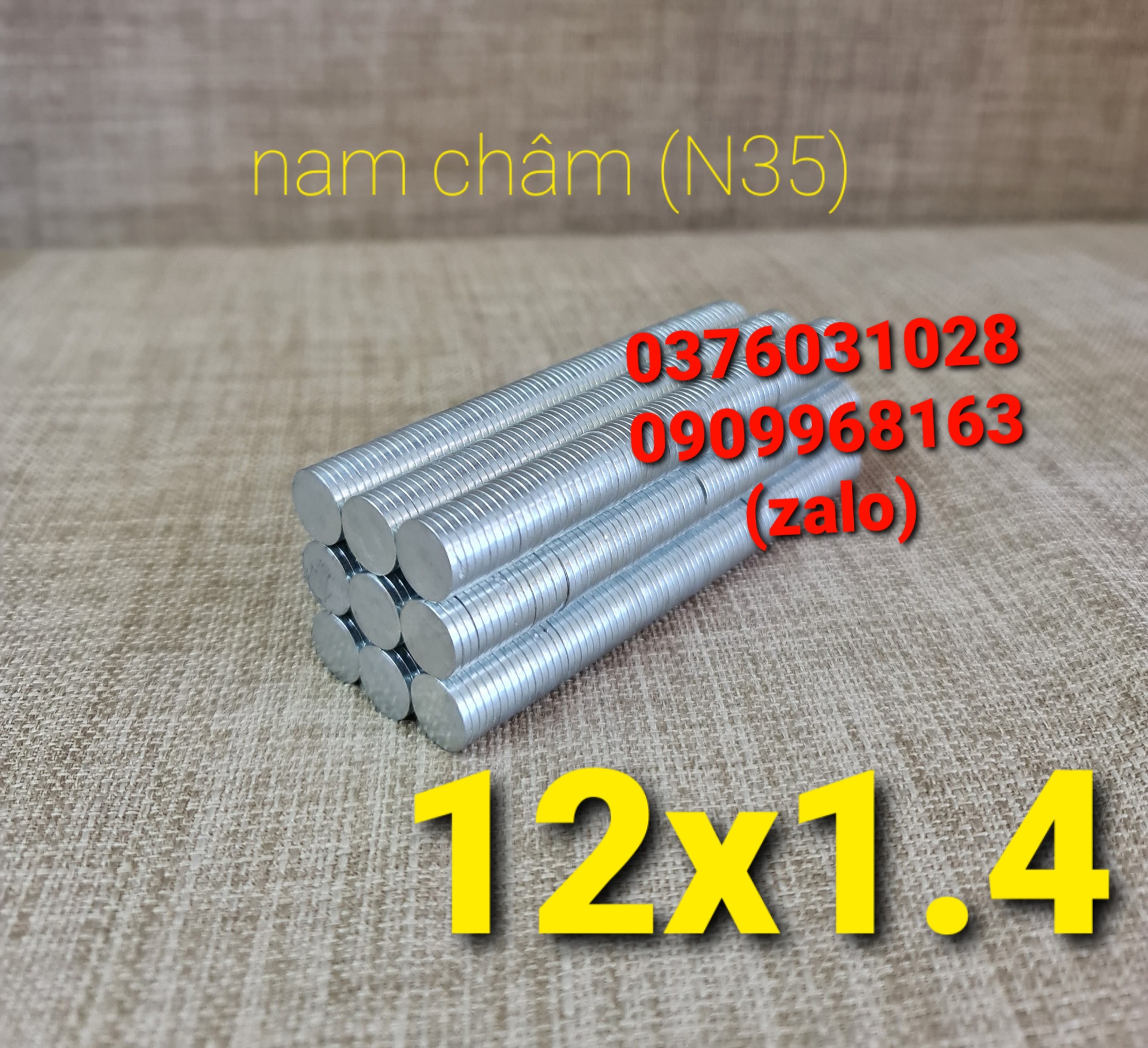 [HCM]Nam châm vĩnh cửu (N35) 12x1.4 (hộp 20 viên)