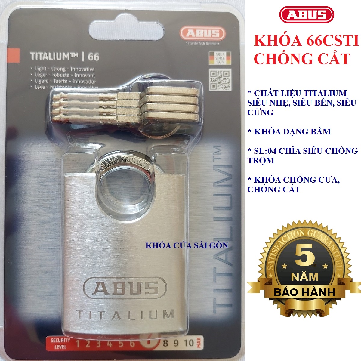 Hỏa tốc HCM KHÓA BẤM ABUS 66CSTI 60, 66CSTI 50 - BH 5 NĂM