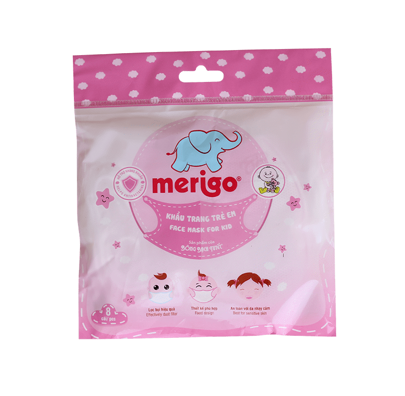 Khẩu trang merigo màu hồng gói 8 cái
