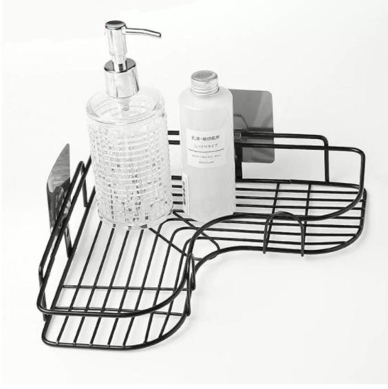 Kệ Góc Treo Tường Nhà Tắm Bằng Thép Đen Chắc Chắn Kệ Treo Tường Nhà Bếp Dán Tường Chịu Lực Kệ góc Giá Đỡ Khung Sắt Treo Dán Góc Tường Siêu Chắc