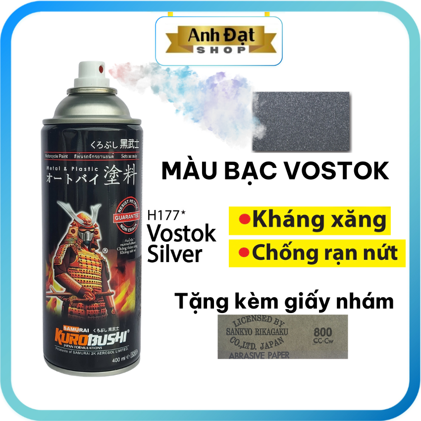 Màu bạc Vostok H177*, dung tích 400ml, có khả năng kháng xăng , chống rạn nứt, Anh Đạt Shop