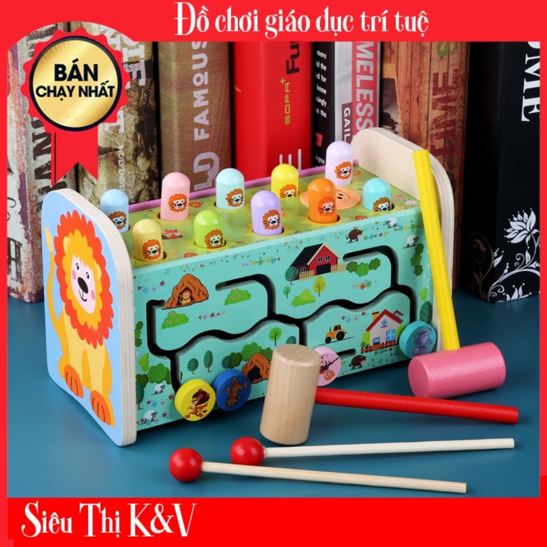Đồ chơi đập chuột gỗ kết hợp đàn và mê cung cho bé 3in1 - Đồ chơi gỗ thông minh an toàn cho bé trai và bé gái