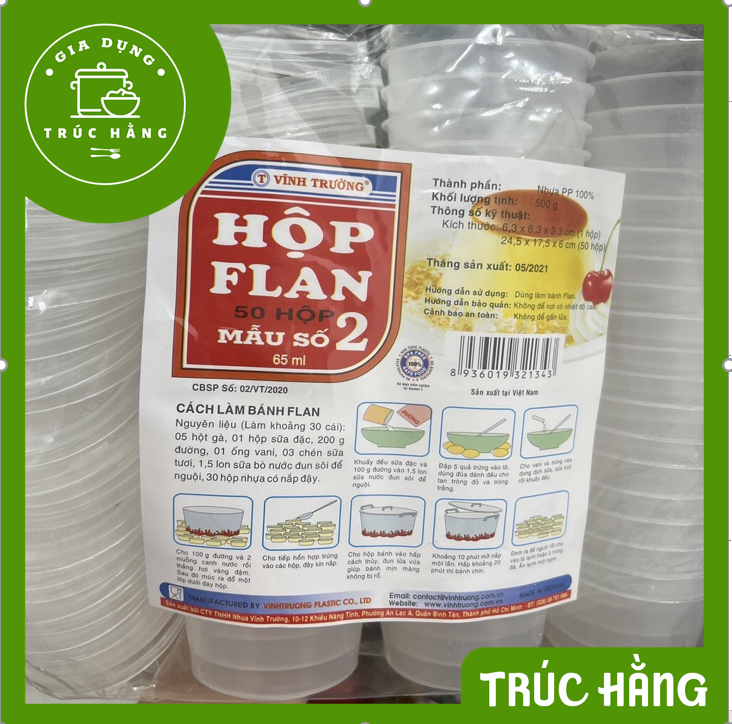 Set Hũ bánh flan có nắp Vĩnh Trường số 2 65ml - Hủ làm bánh flan, Caramen chịu nhiệt