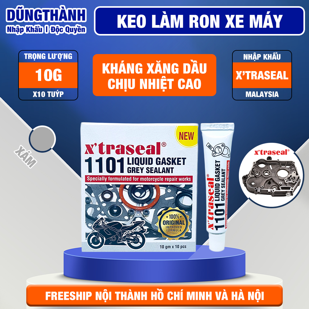 Keo Dán Ron Xe Máy Keo Malaysia Xtraseal 1101 dùng cho Quy lát, côn, bưởng điện, đầu bò, nắp cam Liquid Gasket 10g x 10 tuýp