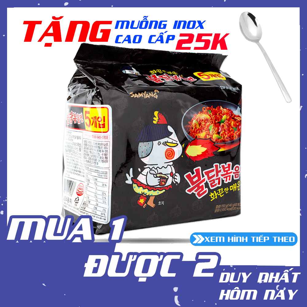 MUA 1 TẶNG 1, mì khô gà cay Samyang Hàn Quốc, mì khô gà cay vị phô mai gói màu đen , mì con gà samyang, mì ngon rẻ, mì sợi dai, mì nước, đồ ăn vặt Hàn Quốc