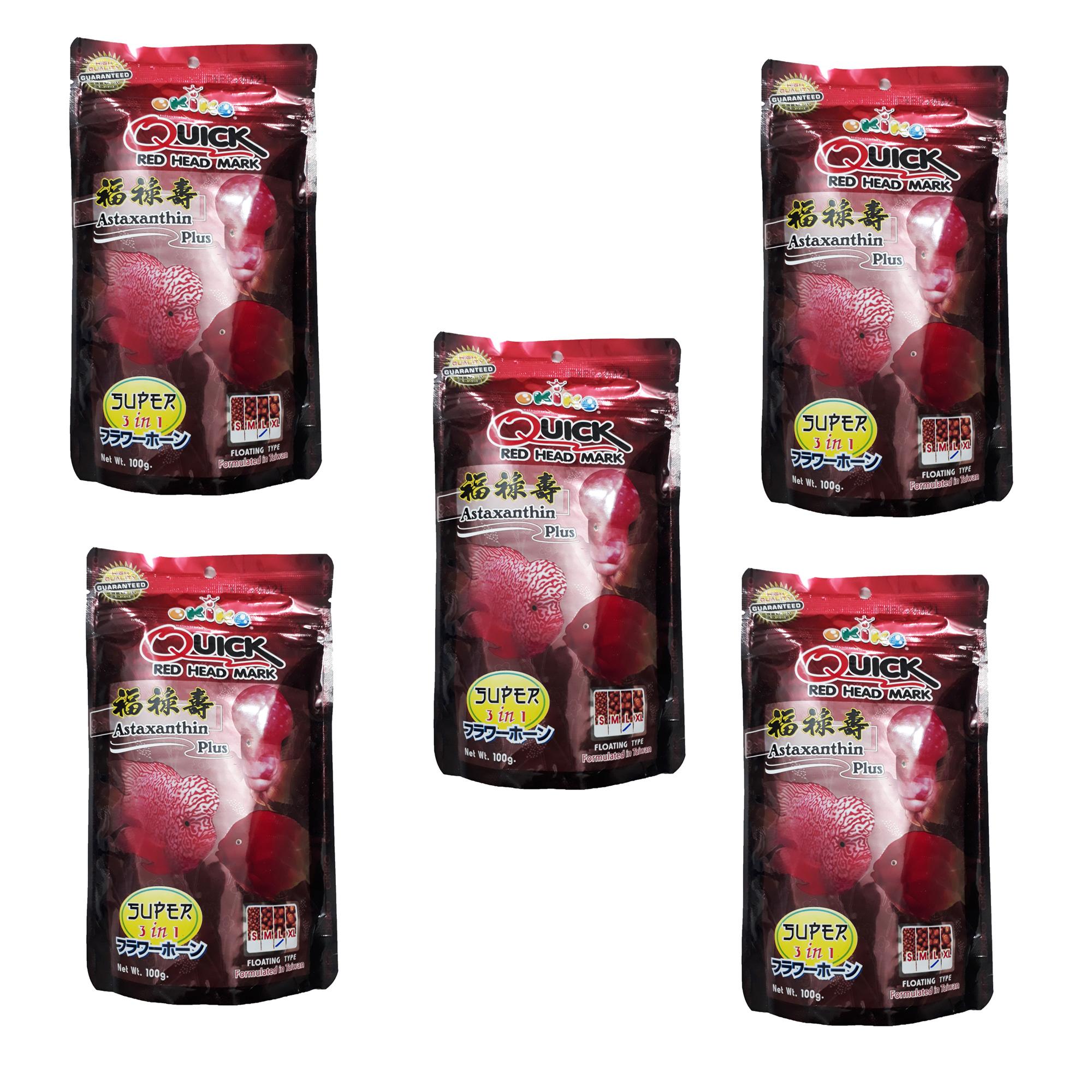Combo 5 gói thức ăn cá la hán hồng cát okiko đỏ 100g - cám cá cảnh la hán cao cấp