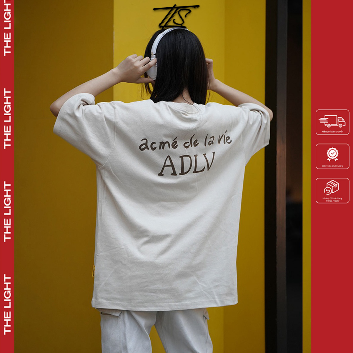 Áo thun ADLV glossy TLS logo basic best quality unisex oversize streetwear chất liệu cotton form rộng bản cao cấp