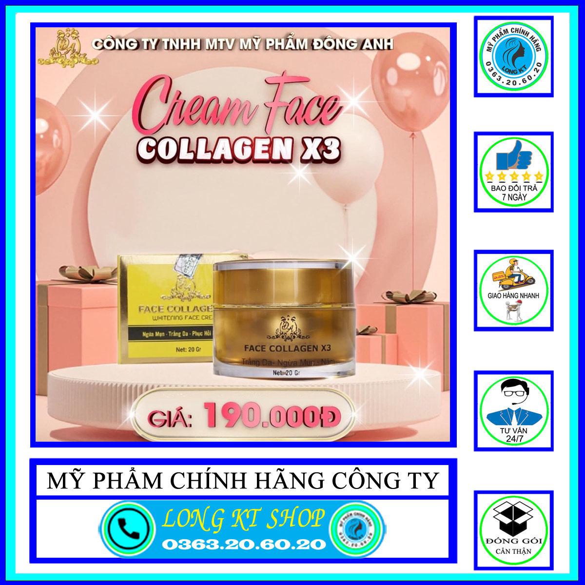 [Chính hãng] Kem Face x3 colagen Đông Anh 20gr - -Team Cào Mỹ Phẩm Đông Anh Huỳnh như