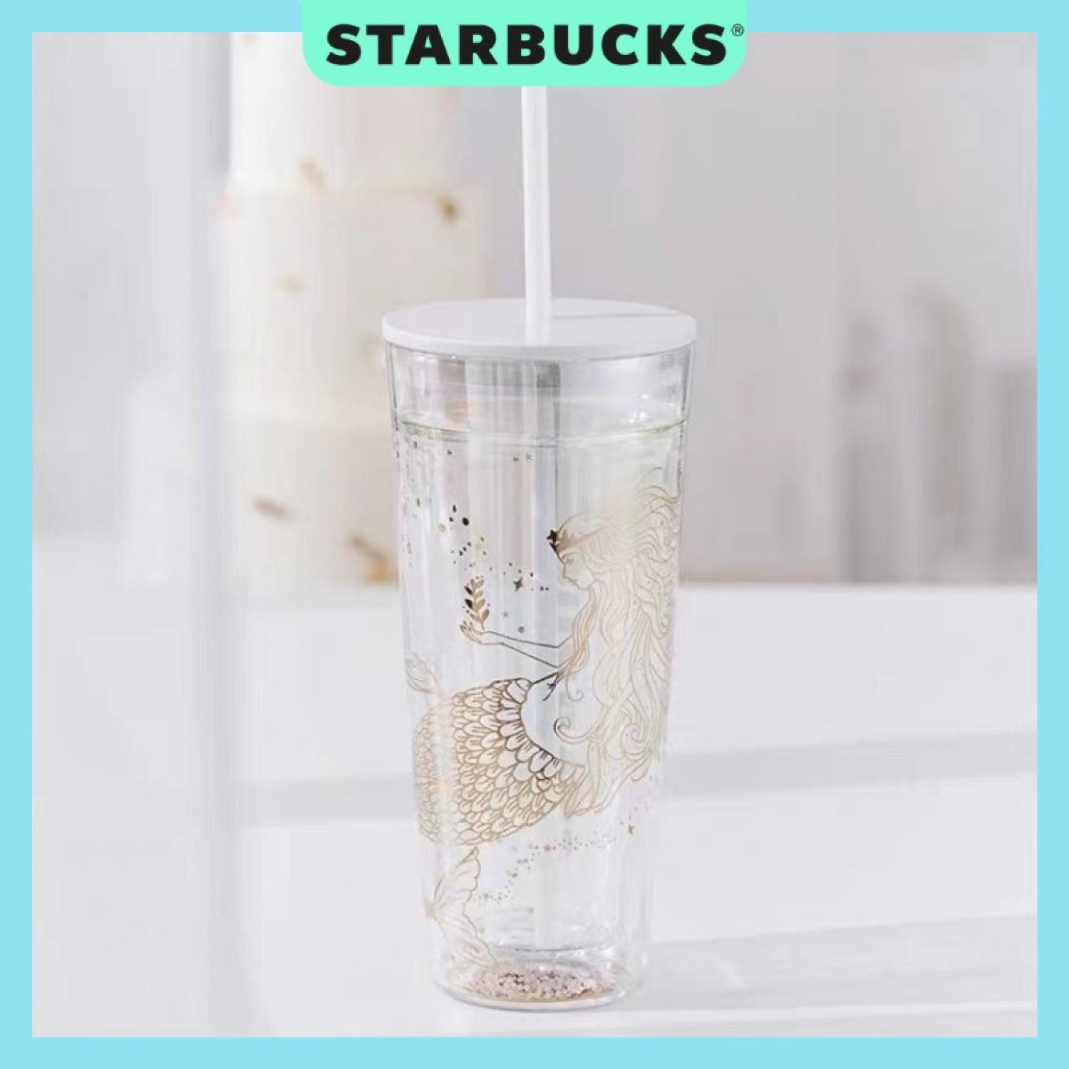 Ly thủy tinh Starbucks nàng tiên cá trong suốt dung tích 590ml
