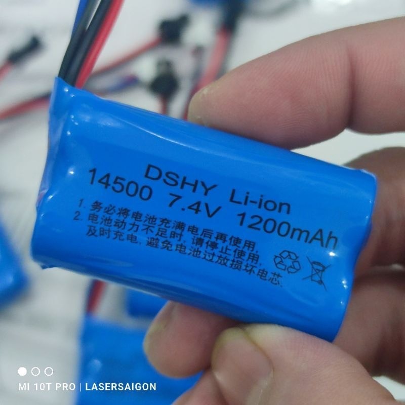Pin sạc xe điều khiển li-ion 1200mah 7.4v jack SM size 14500