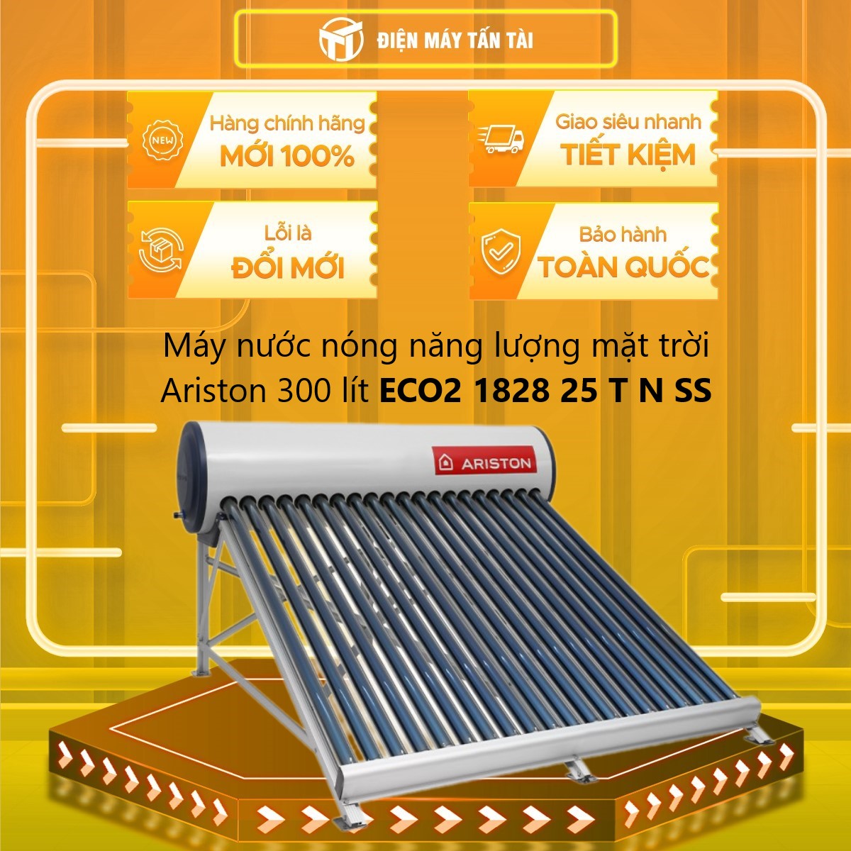 ECO2 1828 25 T N SS - Máy nước nóng năng lượng mặt trời Ariston ECO2 1828 25 T N SS 300L - 28 ỐNG - 