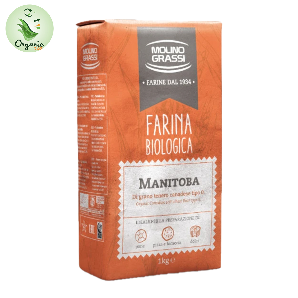 Hsd 06.11.24 - bột mì manitoba hữu cơ bột làm bánh số 13 molino grassi 1kg