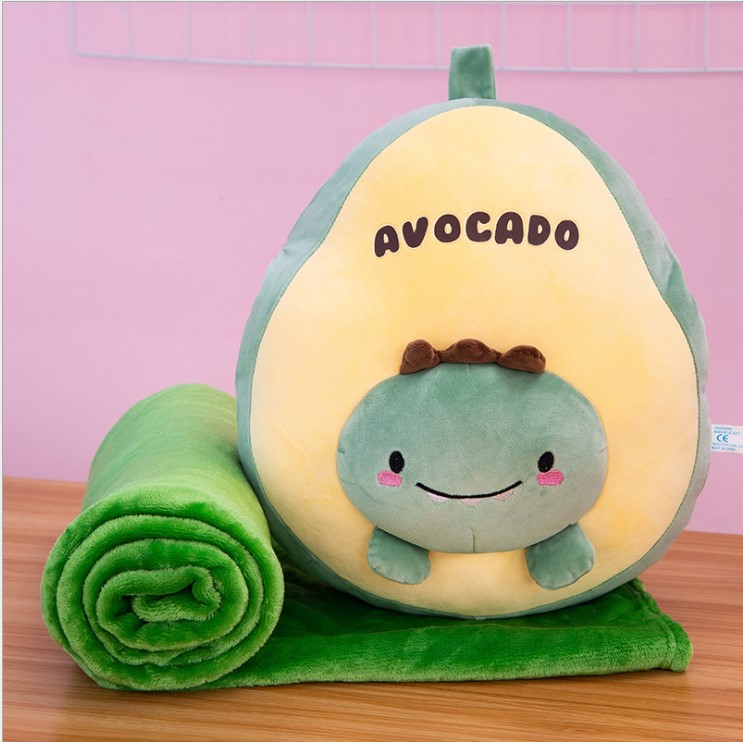 Bộ Chăn Gối Văn Phòng Quả Bơ 3 Trong 1 Hình Thú Trái Cây Biểu Cảm Dễ Thương GM016 Chichi,Gối Mền Ngủ Văn Phòng,Gấu bông kèm mền chất liệu nỉ nhung siêu mịn. Siêu Cute, Gọn Nhẹ,Tiện Lợi.