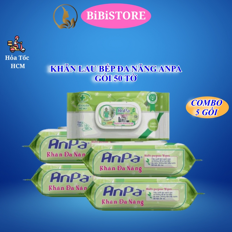 (COMBO 5 GÓI) Khăn Lau Bếp ANPA Gói 50 Tờ ̣(Bibistore Saigon)