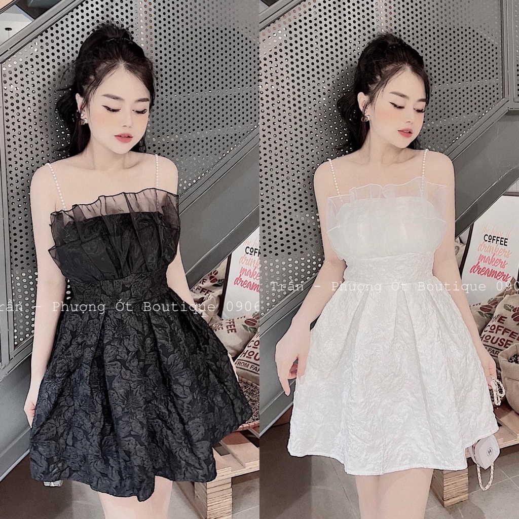 Outlet | Đầm xòe dáng ngắn hai dây trễ vai hoa | My Way Fashion || Thời  trang thiết kế cao cấp