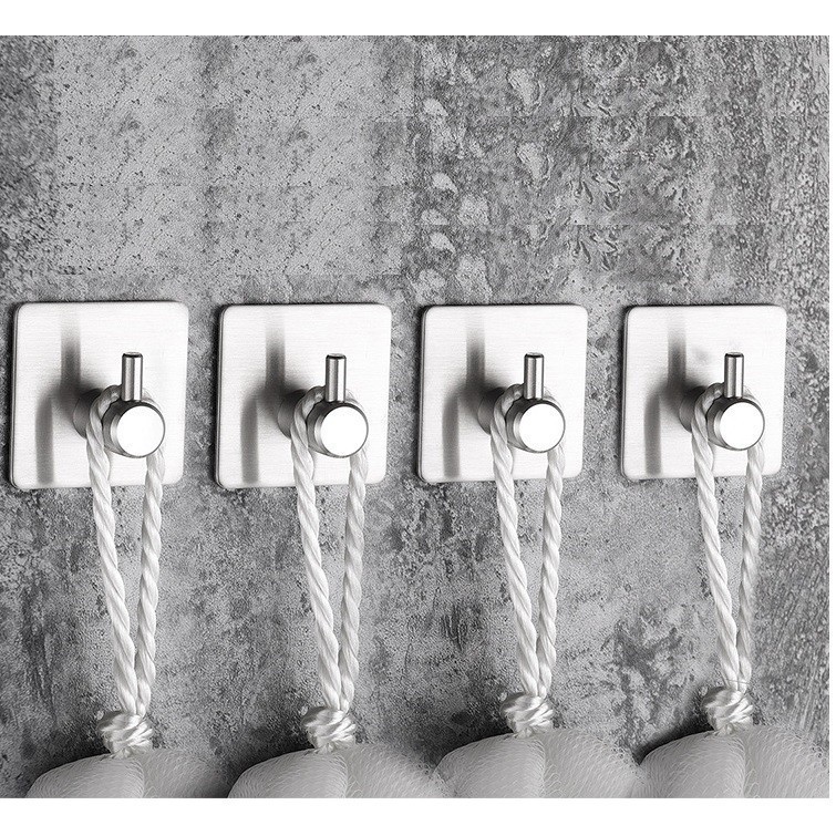 Combo 4 Móc Trụ Inox SUS304 Dán Tường, Móc Dán Tường Siêu Dính Treo Đồ Dùng Gia Đình Sử Dụng Băng Dính 3M, Móc Treo Đồ Đa Năng Không Cần Khoan Đục