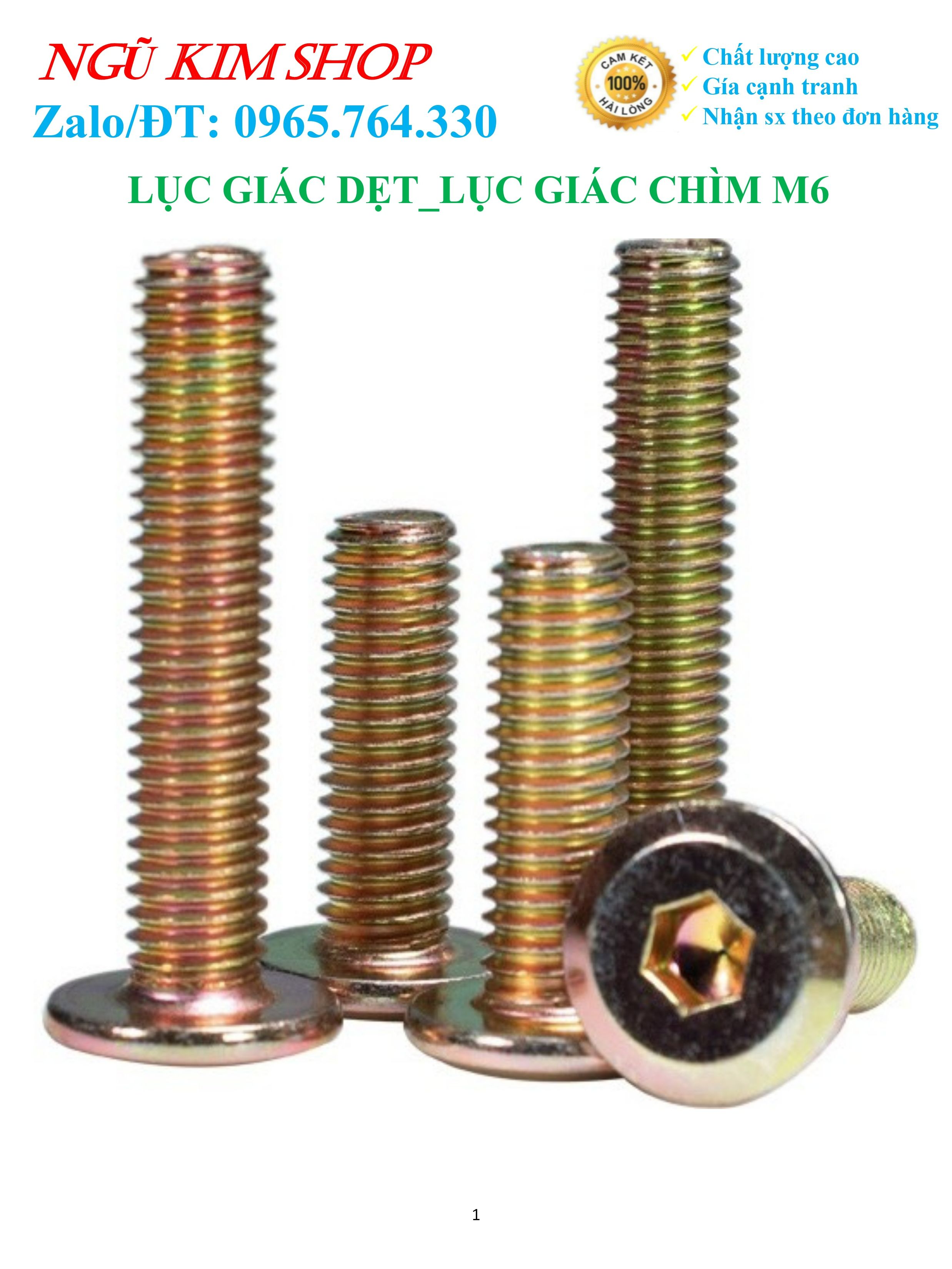 Lục giác dẹp _ bulong lục giác chìm m6 x l