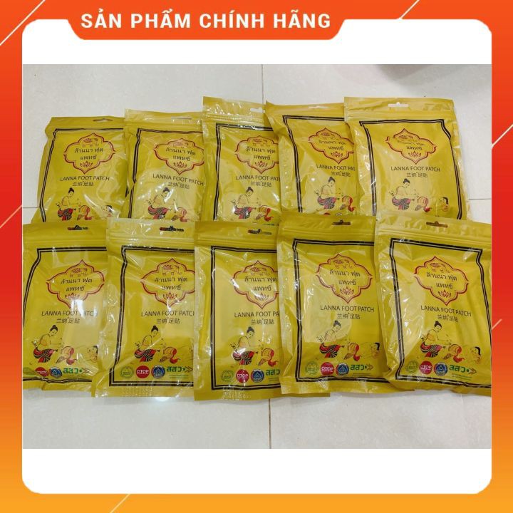 Gói 10 miếng dán thải độc chân lanna foor thái lan chính hãng