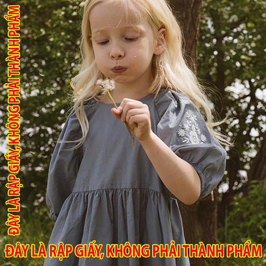 Rập giấy dc047 - đầm tay raglan nhún