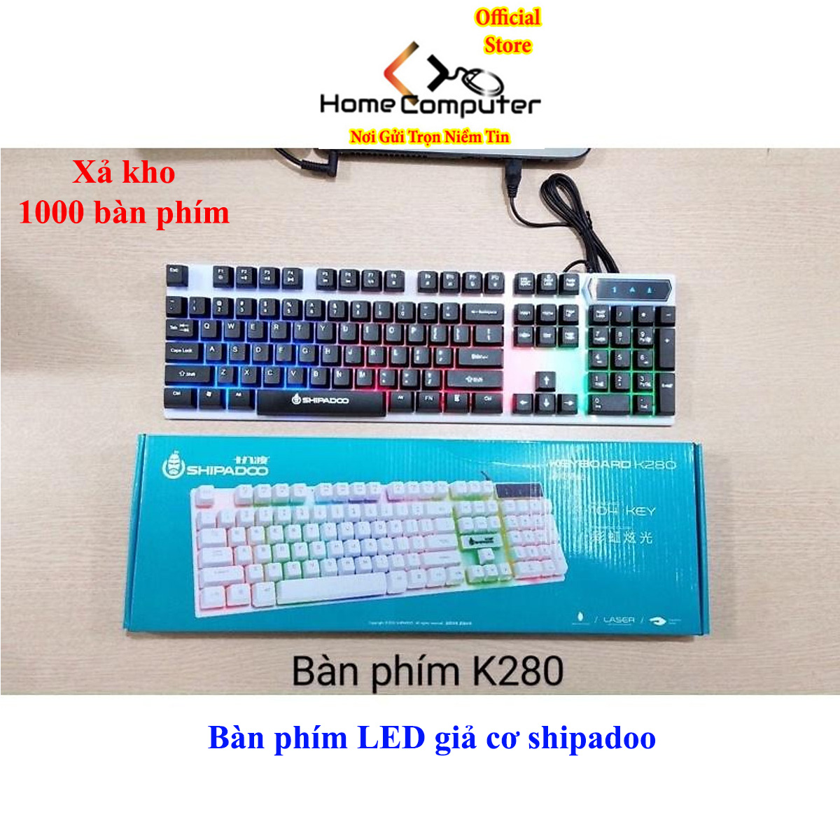 Bàn phím văn phòng Shipadoo, Bàn phím LED giả cơ giá rẻ độ nảy tốt