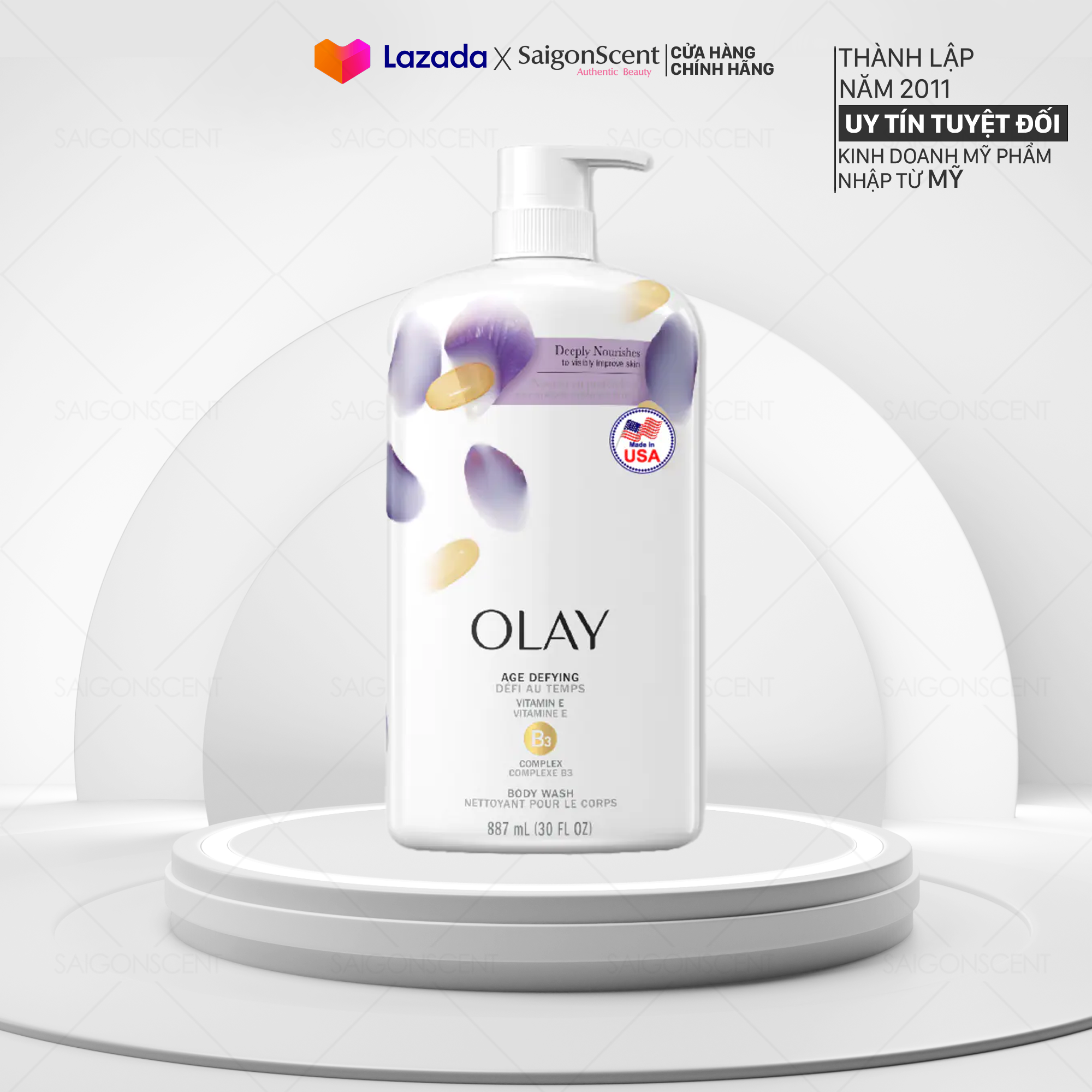 Sữa tắm olay body wash age defying vitamin e 887ml