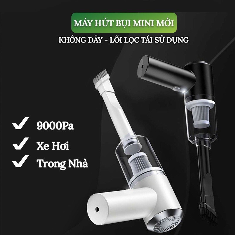 Máy hút bụi mini cầm tay không dây sạc pin, Máy hút bụi cầm tay gia đình, hút bụi ô tô, nhà cửa, Lực hút 9000PA siêu mạnh, Thiết kế sang trọng, Máy hút bụi cầm tay, máy hút bụi không dây, may hut bui mini cầm tay,May hut bui cam tay
