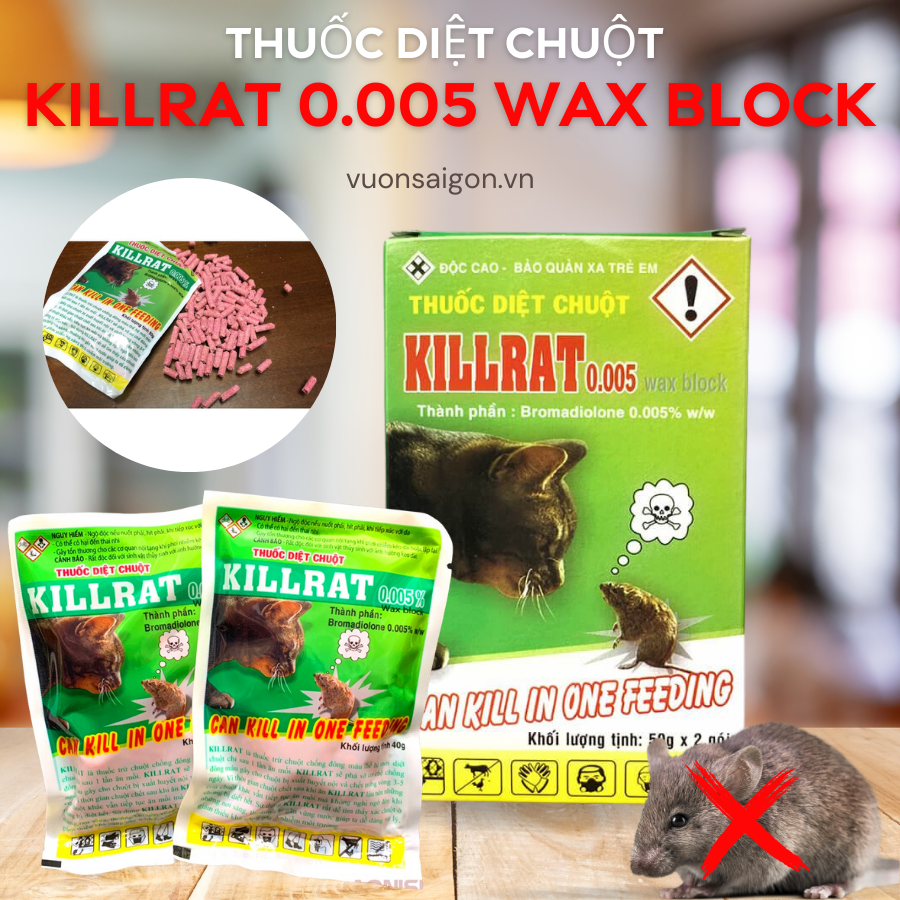Diệt chuột Killrat 0.005 gói 40gr diệt chuột hiệu quả